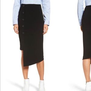 Halogen(R) Button Detail Asymmetrical Skirt